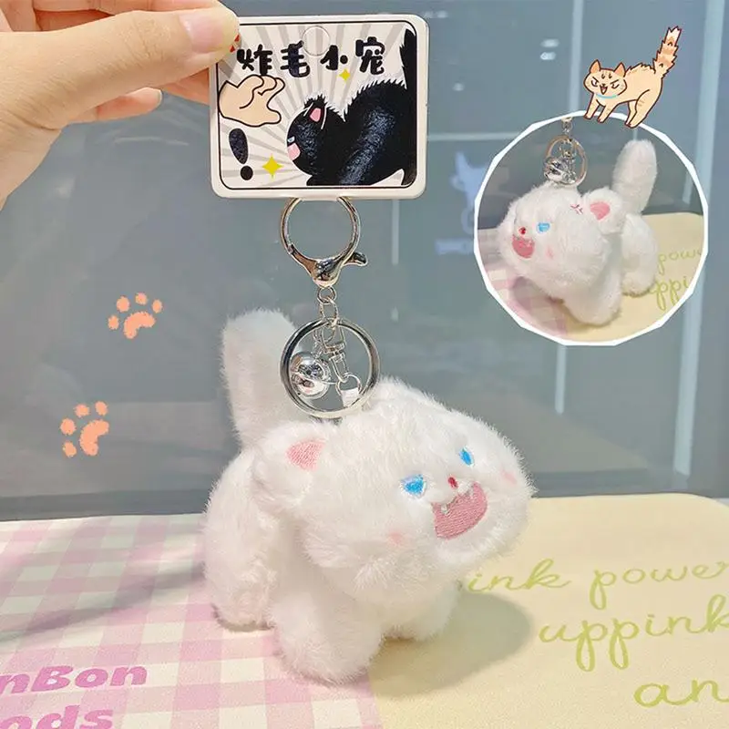 Cat Backpack Charm Adorable Kitten Plush Keychain Charm Cute Kitten Keyholder Backpack Pendant Cartoon Cat Keyring For Christmas