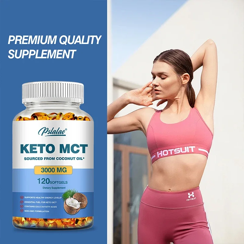 แคปซูลน้ํามัน Keto MCT - ให้พลังงาน ปรับปรุงการย่อยอาหาร และช่วยรักษาน้ําหนักที่ดีต่อสุขภาพ