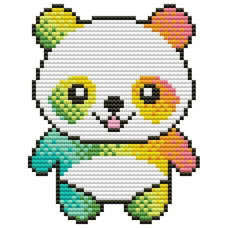 NKF Cross Stitch Kit Cartoon Rainbow Animals Small Patterns DIY Kids Embroidery 14CT 16CT 11CT Count Printed Fabric Sewing Kit