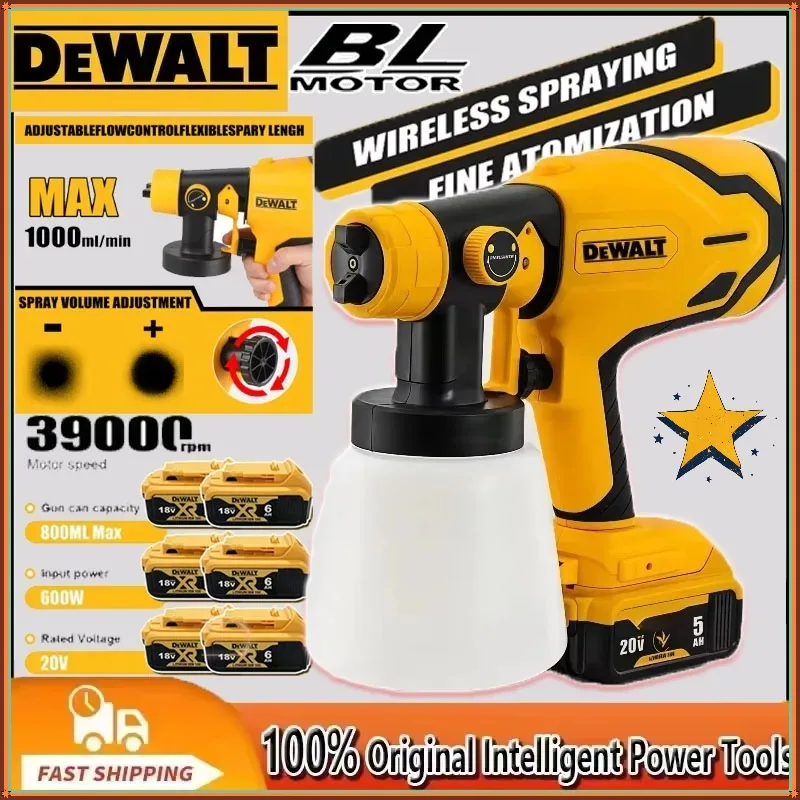 

Dewalt 800ML Portable Paint Sprayer Cordless Electric Spray Gun High-Power Car and Furniture Coating Spray Gun For 18V Battery