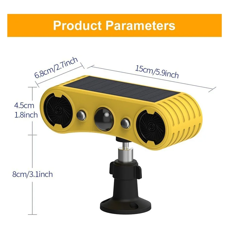 SQPP-alarma con Sensor de movimiento Solar, luz de advertencia para exteriores, sistema de alerta de seguridad de 13 sonidos, repelente de animales para granero de granja