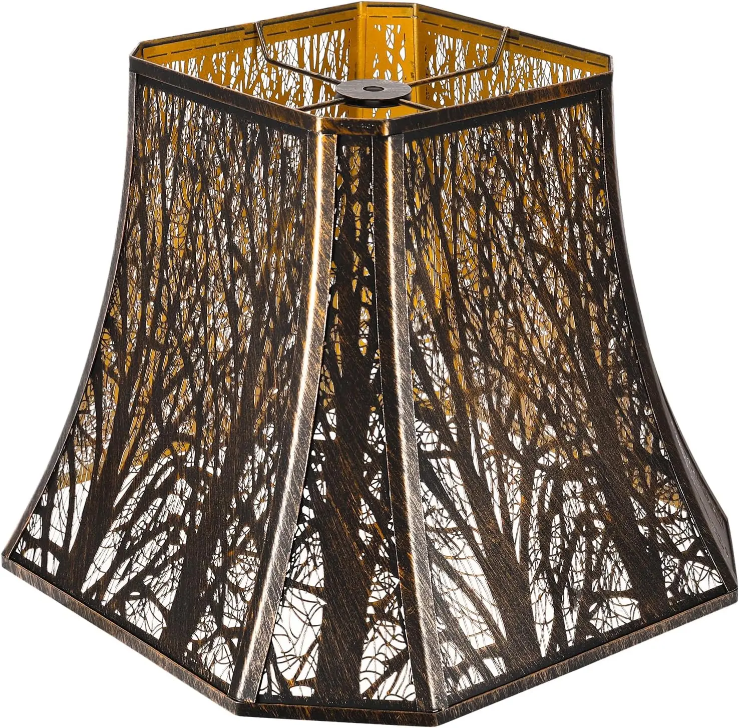 

Metal Bell Lamp Shade, Large Lampshade (Spider Fitter) Square Cut Corner, Etched Forest Lamp Shades for Table Lamps and