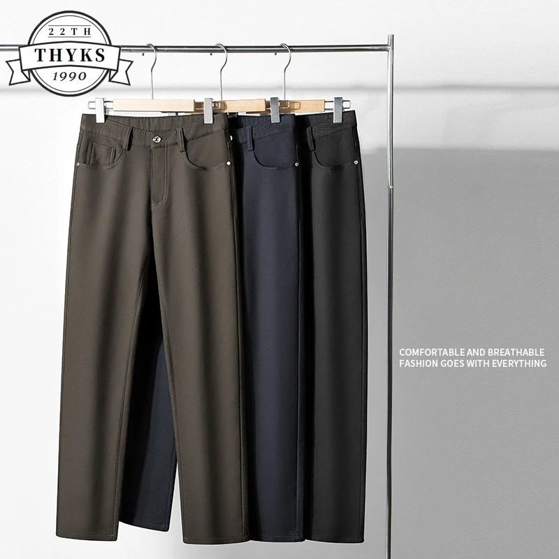 

New Arrival Men's Pant Cotton Stretch Slim Smart Causal Business Pants High Quality Classic Solid Color Trousers Autumn Winter