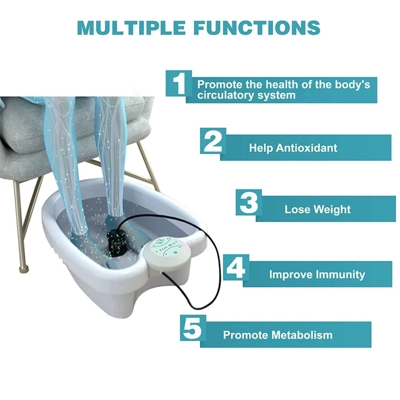 Electric FootBath Cleanse Footspa Vibrating Whirlpool Care Arrays Aqua Health Therapy Foot Spa Bath Detox Ionic Cleanse Massager