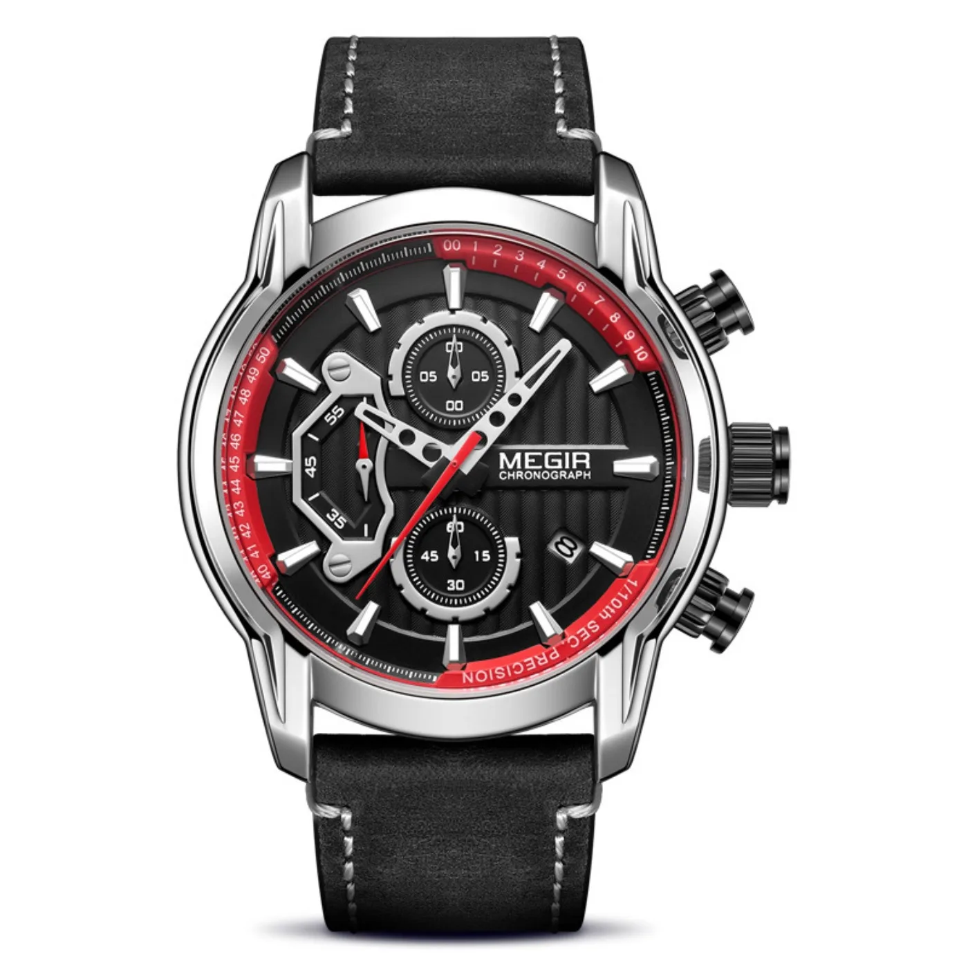

MEGIR 46MM Round Dial Wristwatch for Men Luxury Waterproof Quartz Chronograph Luminous Hands Sport Leather Watches Relogio