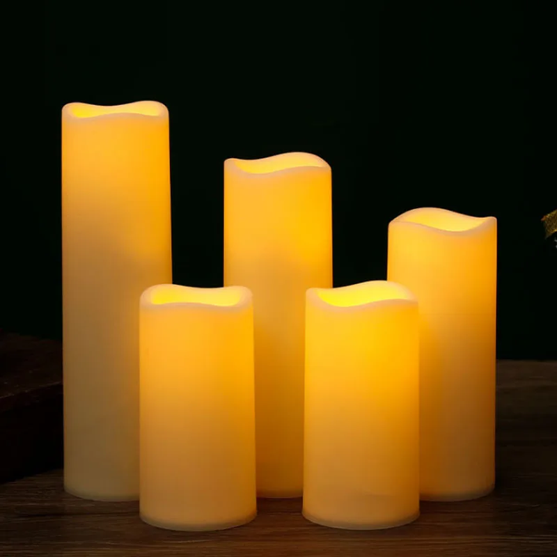 Outdoor abs flameless Candles & Remote Control Timer,LED Flickering Battery Operated electric Pillar Candle for Camping Party