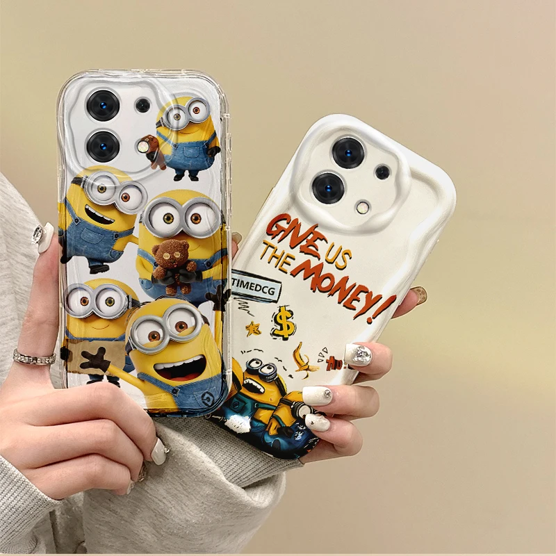 

Cute M-Minions Cartoon Wave Case for Redmi Note 13 12 11 ProPlus 10 9 Pro 13C 12C 11S 10A K70 Non-Slip Shockproof Silicone Cover