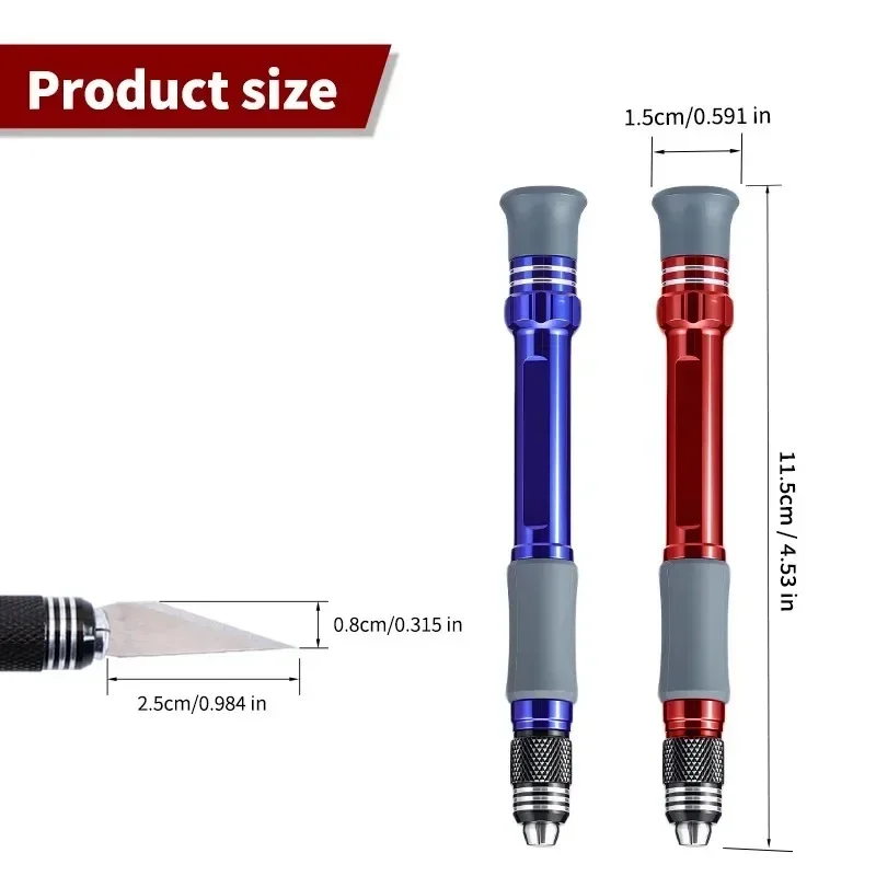 Hobby Knife Set Craft Knife Aluminum Alloy Rod Soft Grip with 5pcs Blade for Modeling Carving Crafting Scrapbooking Rubber Stamp