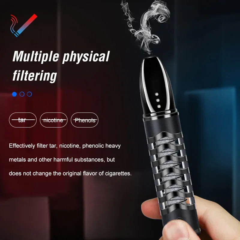 Mini Ashtray Cigarette Holder With USB Tungsten Coil Lighter Portable Ash Collection Anti-dirty Cigarettes Filter Smoking Tools