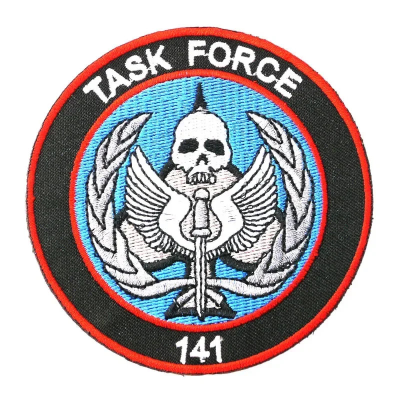 Skull Embroidered Patches Call of Missio n Task Force 141 Armband Patch Military Hook&Loop Sewing Stickers Backpack Applique