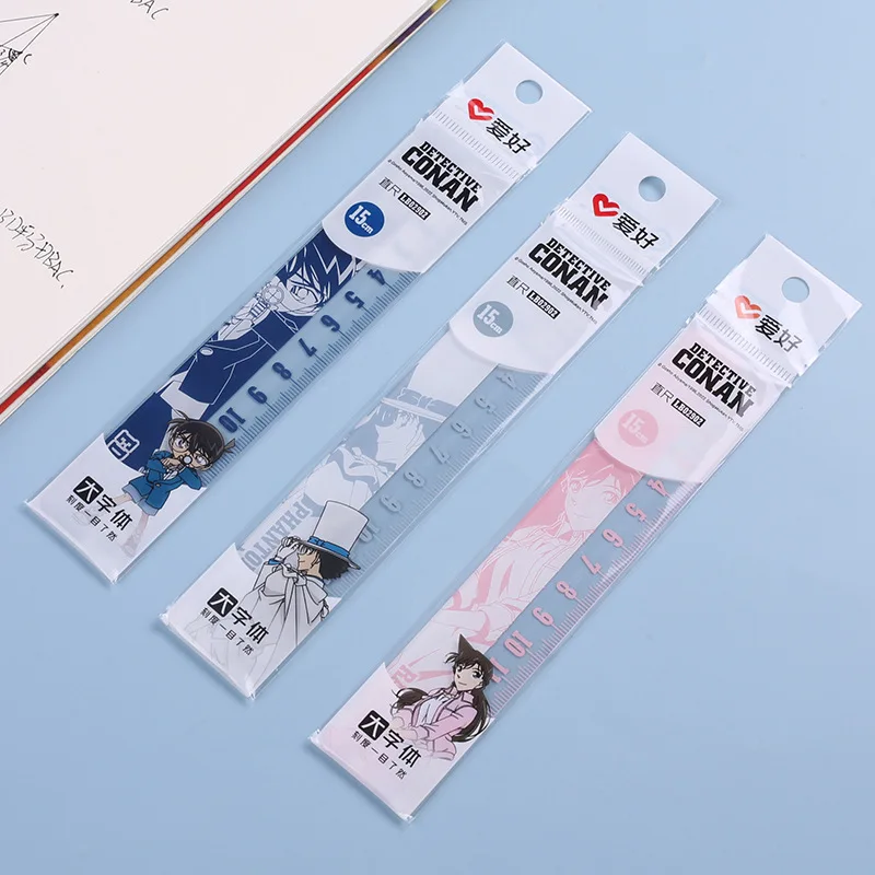 3Pcs AIHAO LB02902 Detective CONAN Anime 15CM Ruler Creative Cartoon Kawaii Student Prize Stationery Supplies