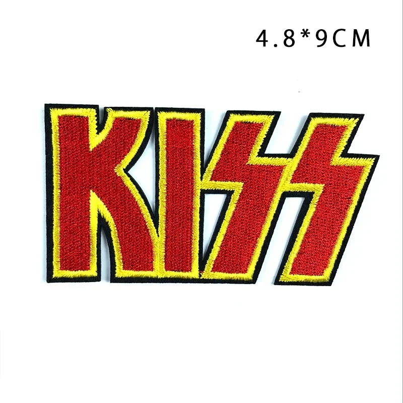 KISS English Cloth Sticker Colored Face Flame Kiss Hip Hop Style Creative DIY Adhesive Back Spot Patches for Clothing Pride
