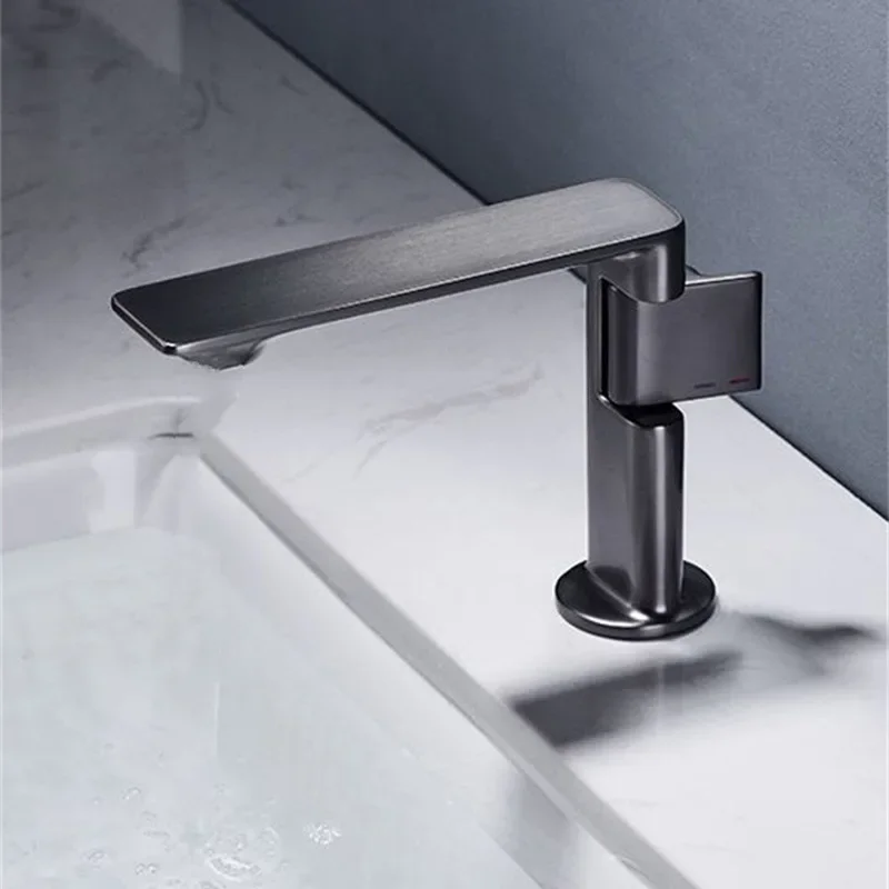 New Bathroom Basin Faucet Gray Single Lever hot and cold Crane Brass Sink mixer Black Chrome Gray Tap