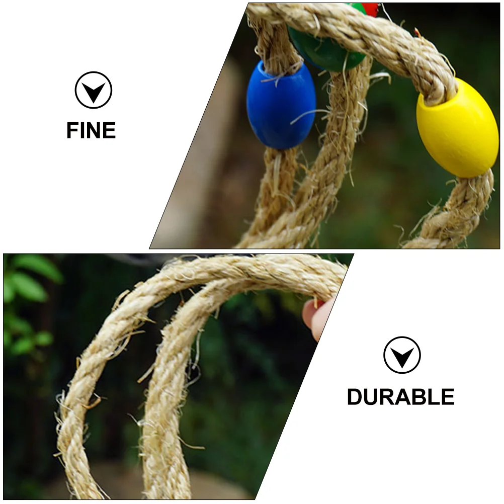 8 PCS Ring Natural Rope Ferrule Baby Toy Kids Twine Wooden Throwing Toss Rings Game