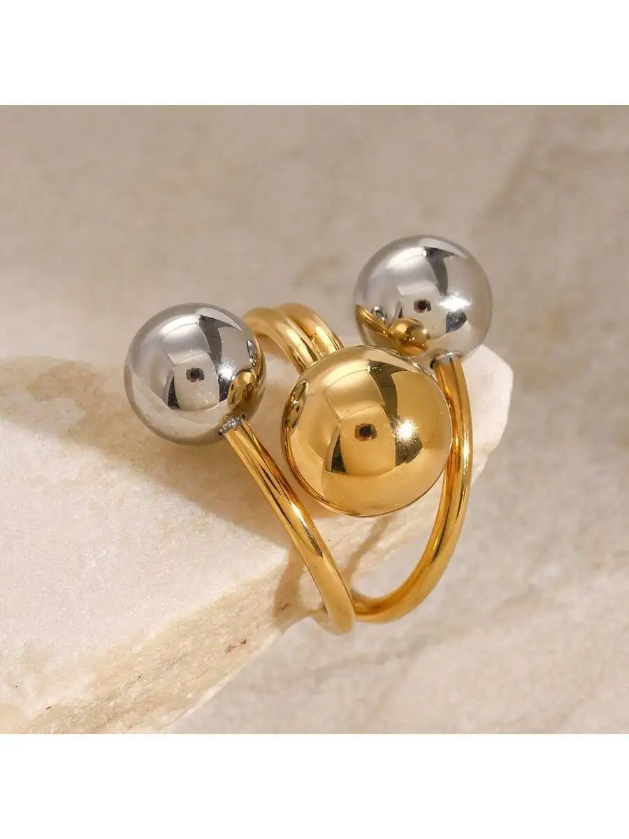 

Stainless Steel Ball Adjustable Statement Ring For Adults Hypoallergenic Water Resistant