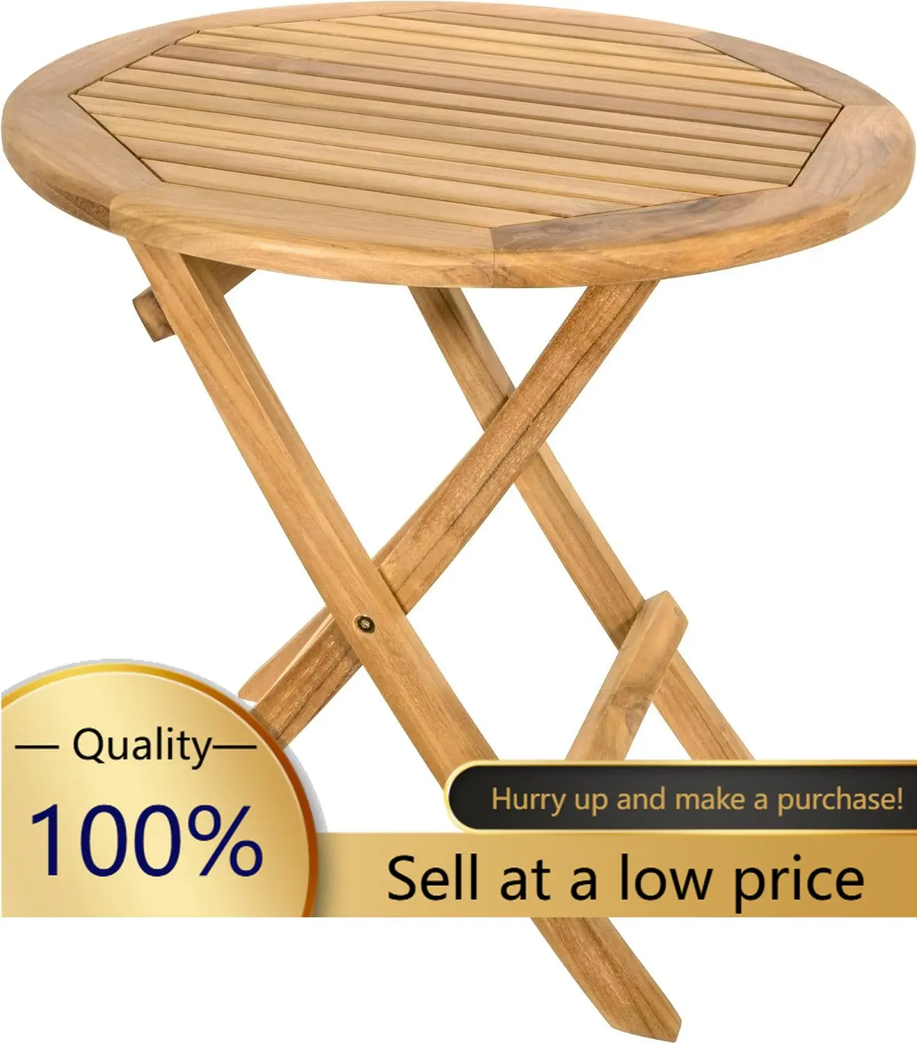 Select Teak Folding Side Table Twenty Inch Outdoor Indoor Bistro