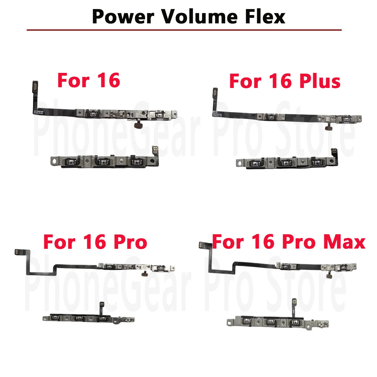 

1PCS Power Volume Button Mute Switch Flex Cable for iPhone 16 16 Pro Max 16Plus Volume Button Control Cable Repair Part