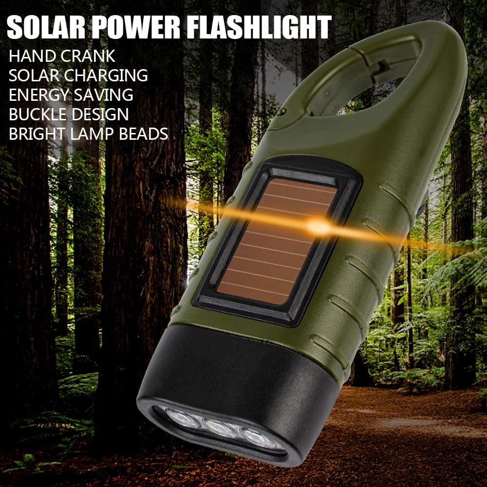 Tent Light LED Flashlight Hand Crank Dynamo Professional Portable Torch Lantern for Outdoor Camping Mountaineering Solar Power