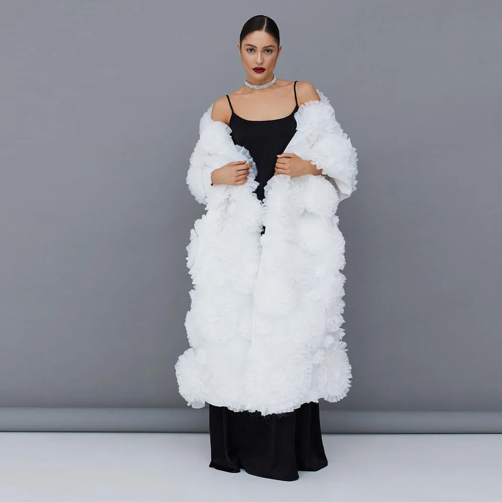 Couture 3D Fiore fatto a mano Mantello da donna Mantello da sposa Giacca oversize femminile Top Jacekt per servizi fotografici Capispalla