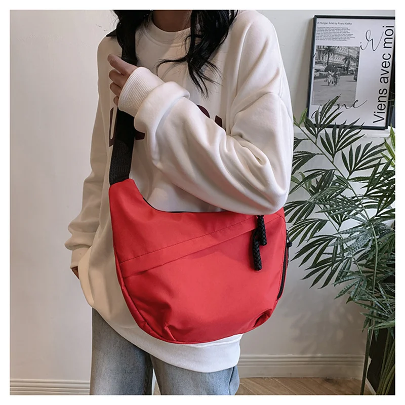

New Nylon Hobos Crossbody Bags Solid Casual Zipper Women's Bags Fashion High Capacity Solid Color Single Shoulder Totes Bag