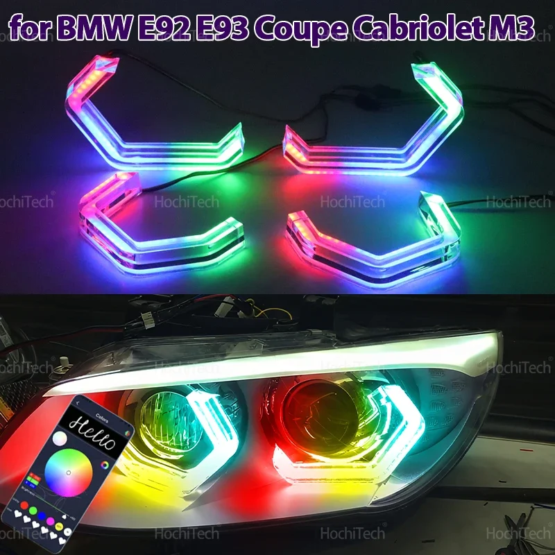 For BMW E92 E93 Coupe Convertible Cabrio M3 2006-2013 Dynamic Car-styling multi-colored App control LED Rings turn signal Light