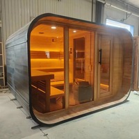 Luxury Design Canadian Cedar Luxury Outdoor square Steam Sauna Room Far Infrared 6KW Electric Stove 2-6 People Hot Sale