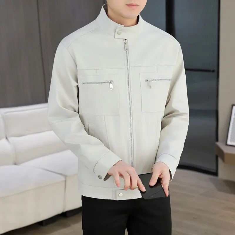 

Loose Fit Casual Men's Jaet Autumn Winter Faion Trend Stand Collar Youthful Polyester Fiber Long Sve Regular Length