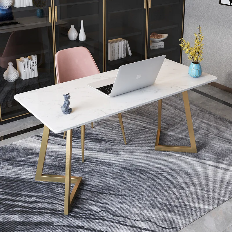 Mesa de mármore simples nórdica, mesa de computador moderna