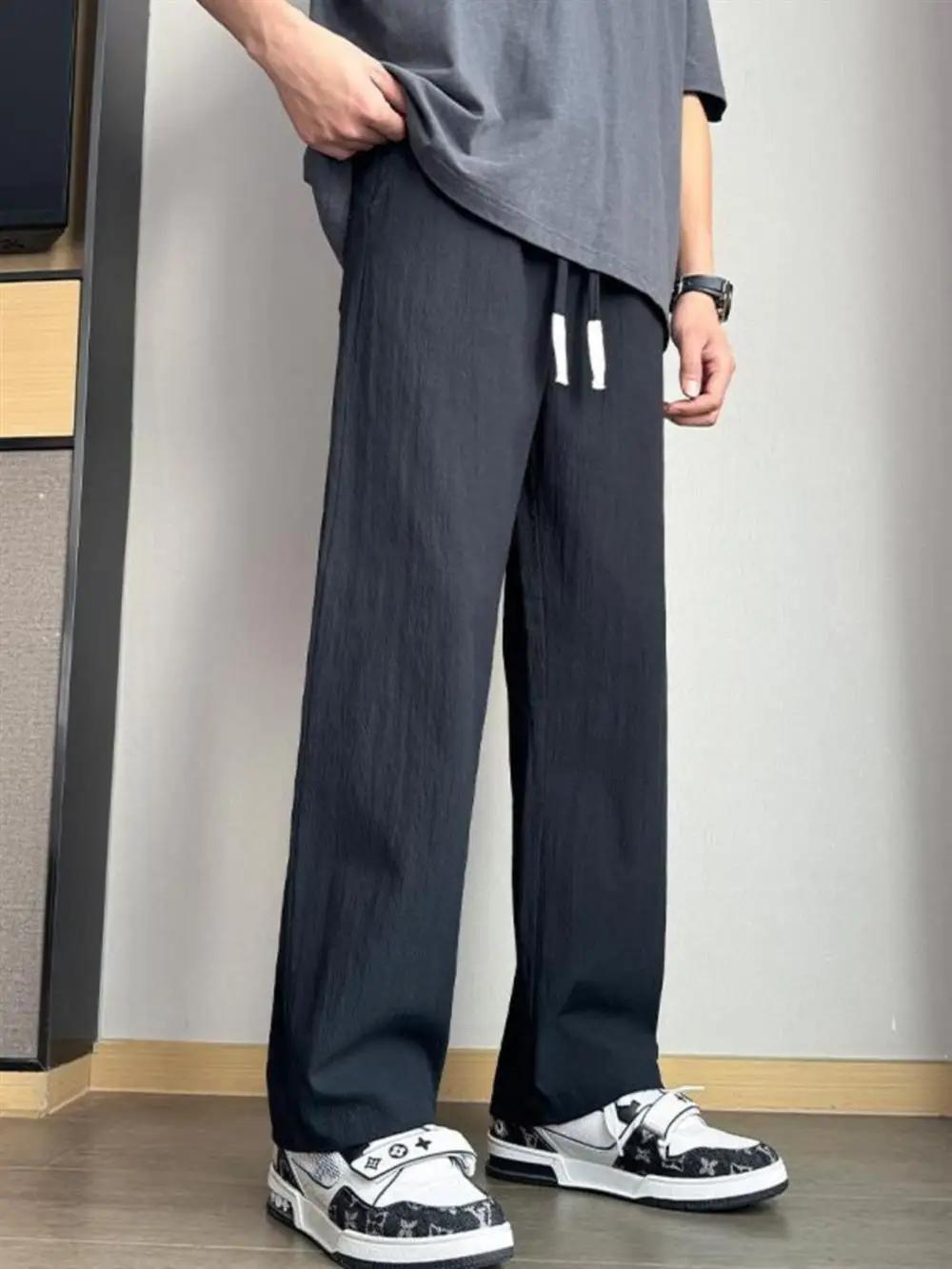 Plones deportivos versátiles de lino y aodón para hombre, plones informs hoados de pierna recta, plones in...