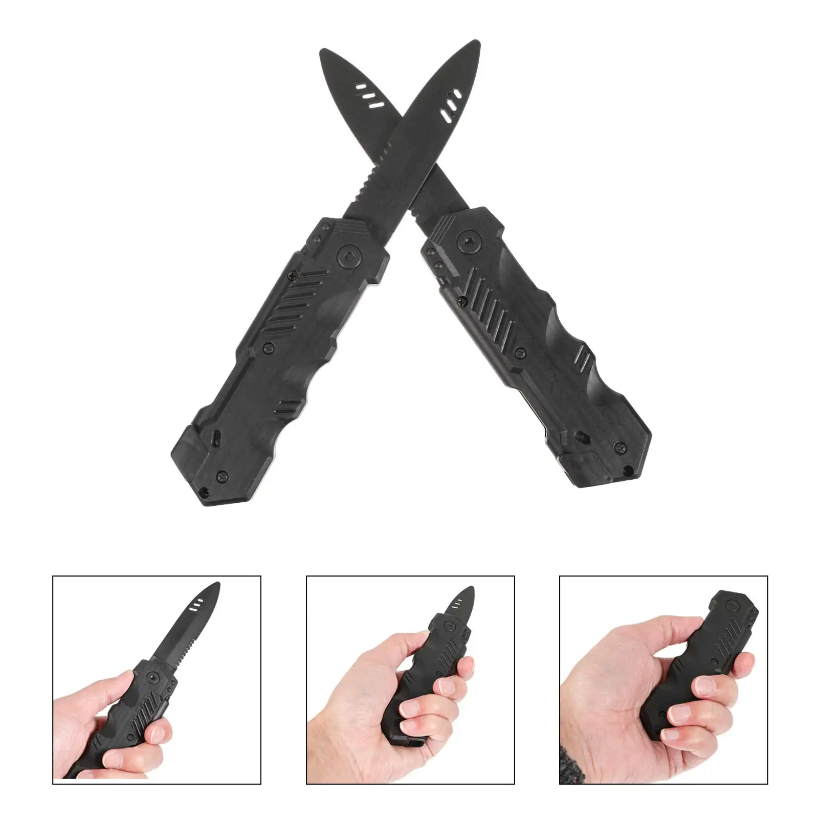 Hot Selling Trick Dagger Knife Black Retractable Fake Knife Toys Fun Prank Halloween Party Cosplay Costume Props