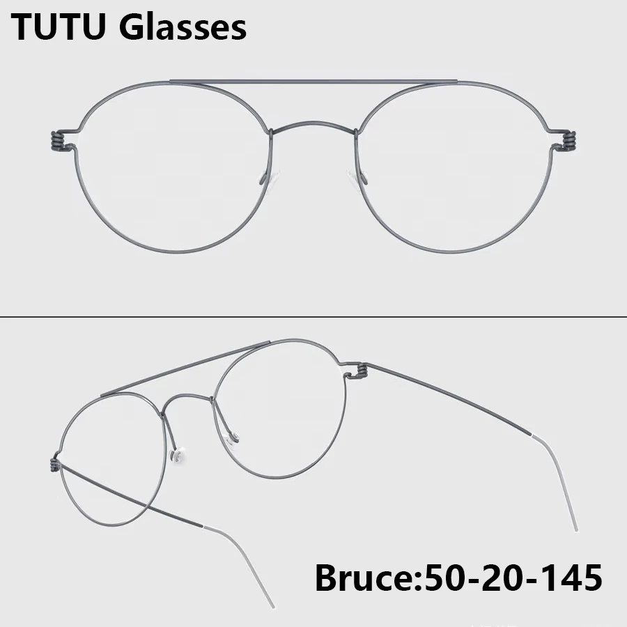 الدنمارك الرجال الطيار التيتانيوم النقي إطار نظارات دائرية بروس موضة النساء شعاع مزدوج النظارات لا المسمار نظارات خفيفة #1
