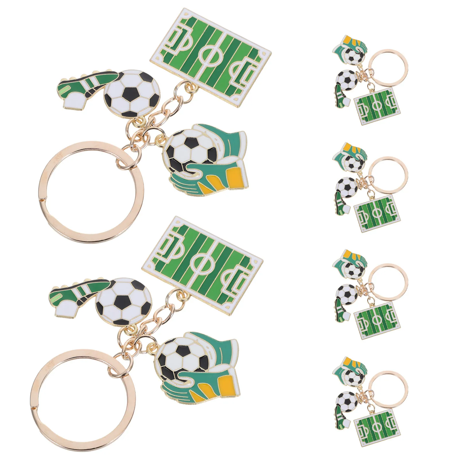 6Pcs Soccer Keychain Football Metal Pendant Sports Party Favors Decorative Backpack Charm Team Gift Football Fan Souvenirs