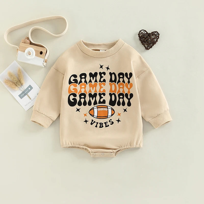 

Newborn Baby Unisex Romper Football Team Logo Print Crew Neck Long Sleeve Playsuit Winter Spring Casual Jumpsuits Bodysuits