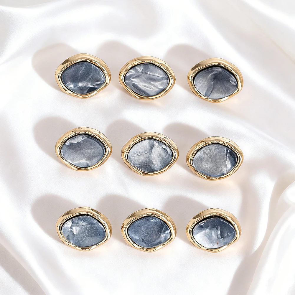 Botones de concha de nácar negros para adornos de ropa, botones de Metal, suéteres, cárdigan, suministros de costura, 5 uds.