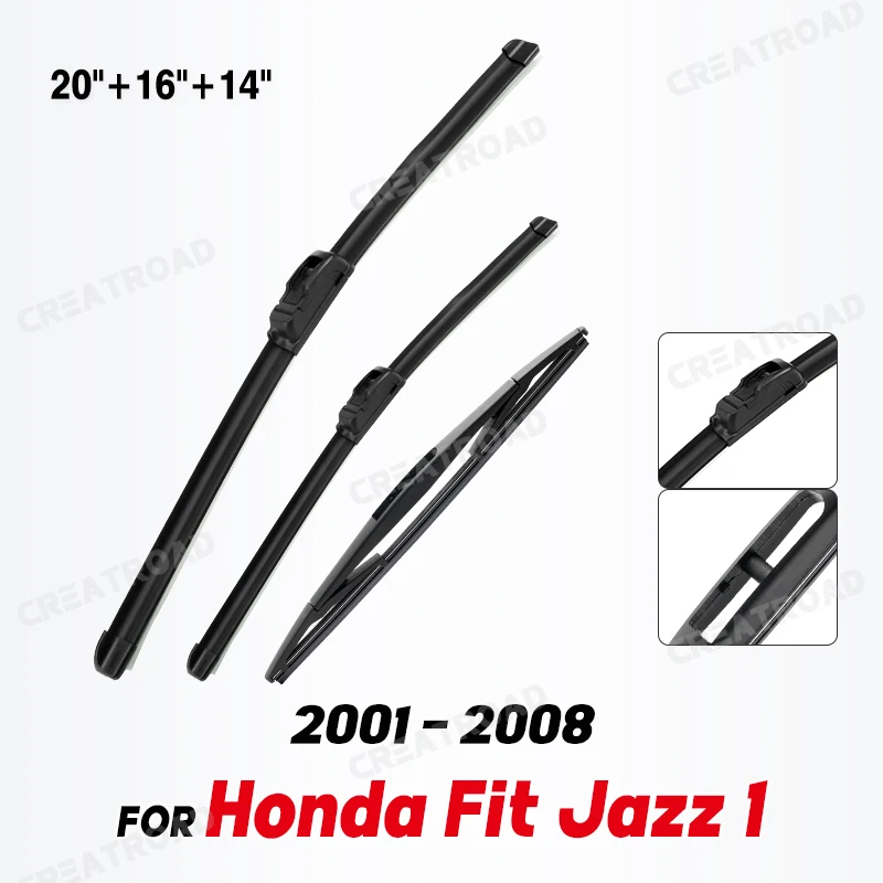 Wiper Front & Rear Wiper Blades Set Kit For Honda Fit Jazz 1 2001 - 2008 Windshield Windscreen Window Brush 20\