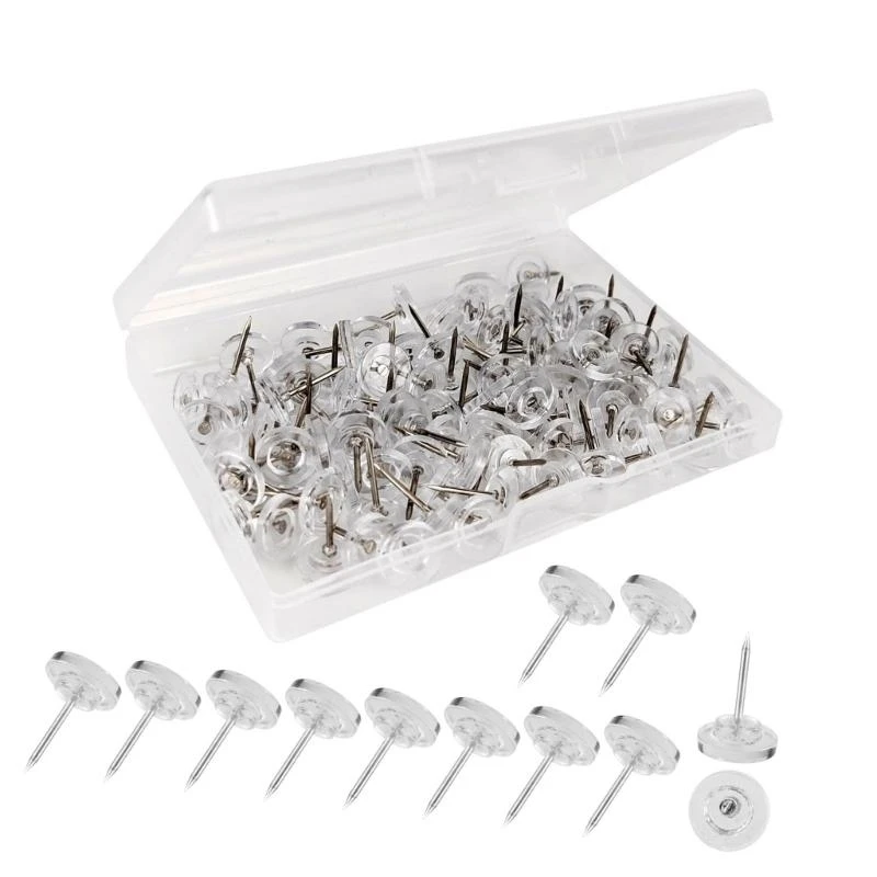  50/100Pcs Push Pin Thumb Tacks Flat Decorative Pushpins Plastic Head Thumbtack Wall Pin for Photo Wall, Bulletin Board