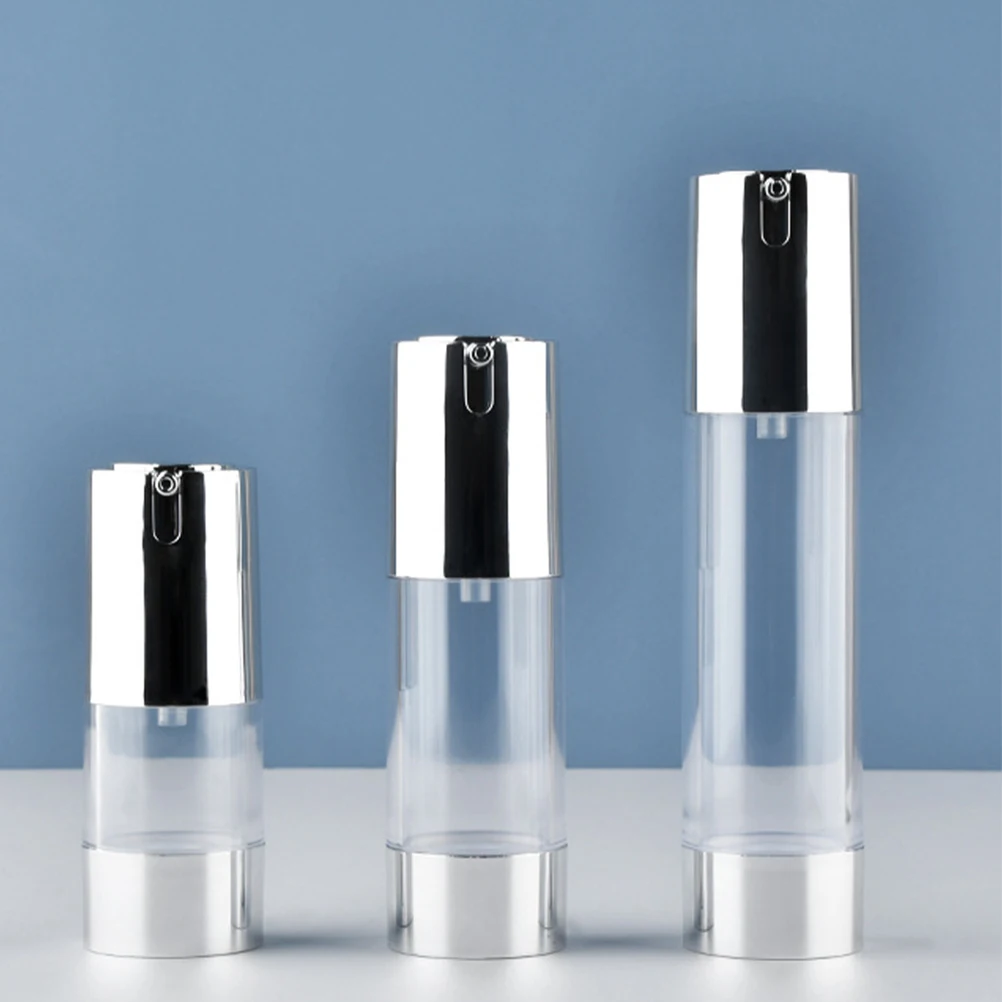 

3pcs Airless Bottles Reusable Travel Jars Spill-Proof Lotion Containers Durable PP Material Toiletry Liquid for Women