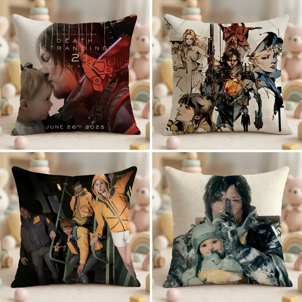 video game D-death stranding 2 Cushion Cover Soft Plush Fabric Double-Sided Printed Pillowcase for All Seasons Home Decor