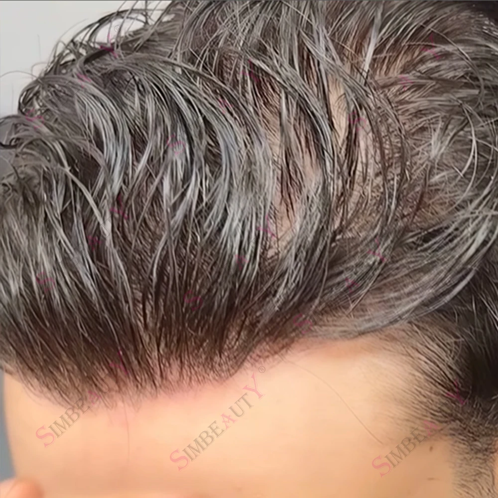 

Ультратонкий мужской парик Vloop, 0,02 мм, плотность 80%, серый, 550 # 1B80 Невидимые натуральные 100% человеческие волосы Светло-коричневые # Система 7.