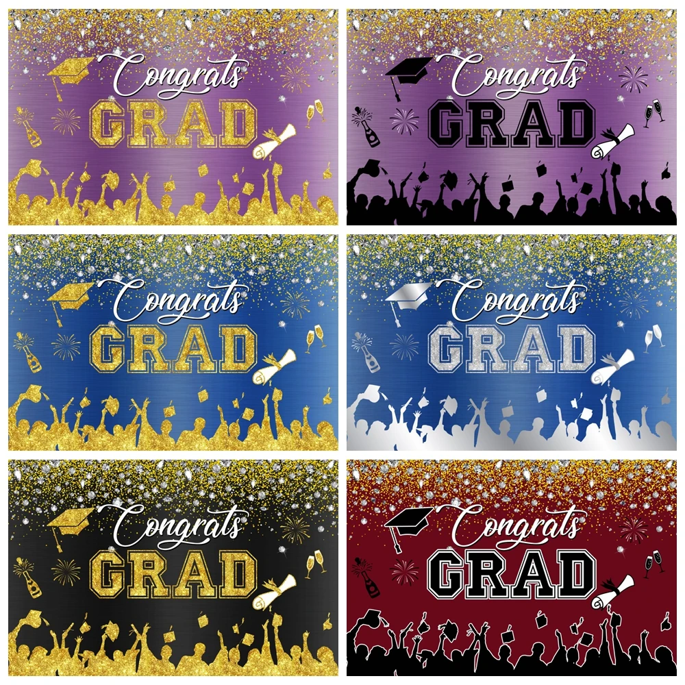 Congrats Grad Graduation Photography Backdrop Class of 2024 Congratulation Celebrate Graduate Prom Party Decor Photo Background