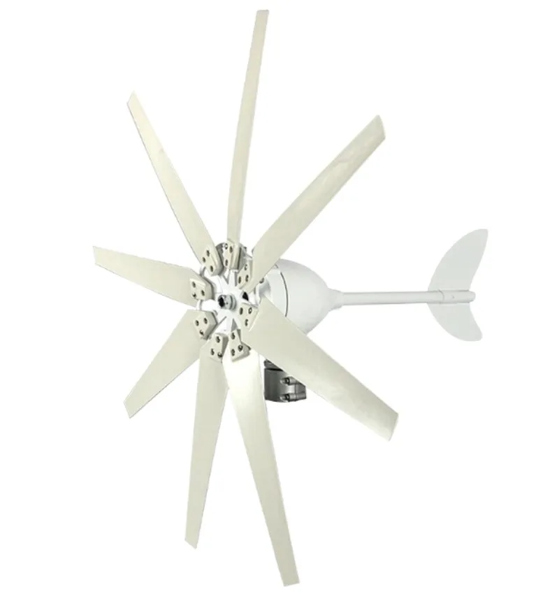 1500W 8-blade wind turbine 12/24/48VDC 220VAC light wind start and rain proof, suitable for low voltage charging