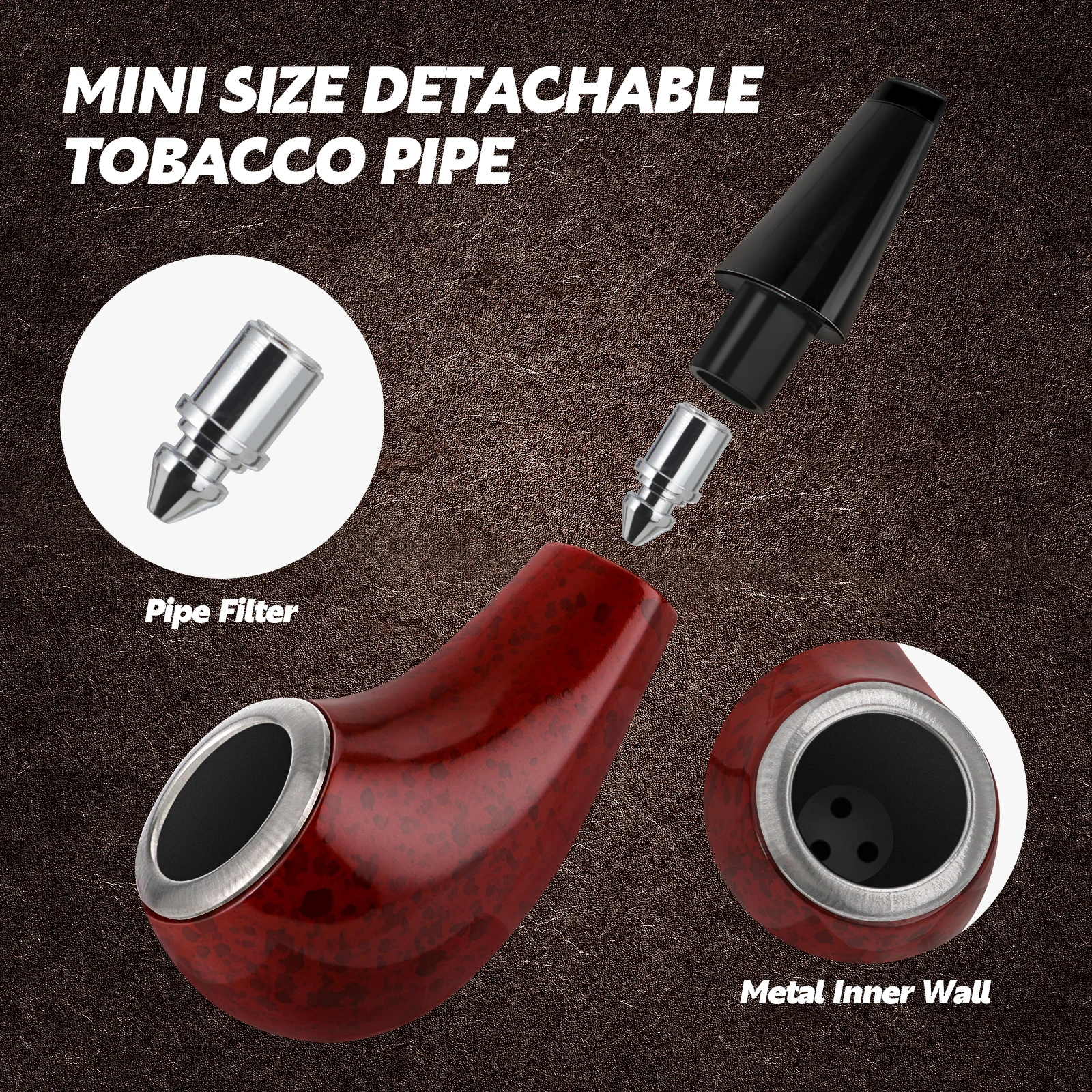 Scotte Vintage Classic Tobacco Pipe Pouch with Accessories, Red, Durable, Solid, High Quality, Free Smoke