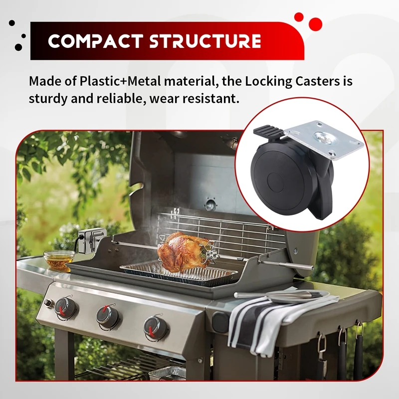 

2 шт. 69828 запирающееся роликовое колесо для гриля Spirit серии 200/300, детали Spirit E310, для Spirit E-215 E315 E320-SPMI