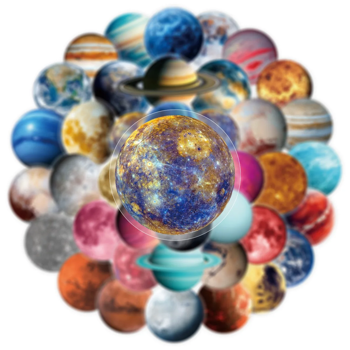 10/50PCS Planet PET Graffiti Stickers Transparent Exquisite Fashion DIY Toys for Bottle Scrapbook Travel Bag Aesthetic Decals