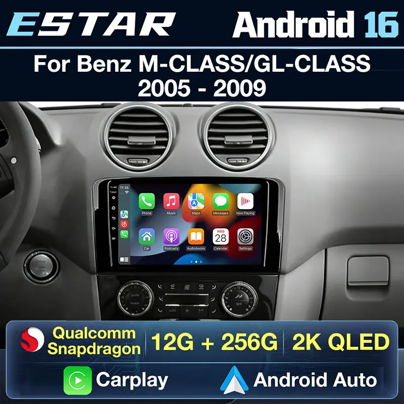 Android 16 For Benz ML GL W164 ML350 ML500 GL320 X164 ML280 GL350 GL450 Car Radio GPS Multimedia Player Navi Carplay Stereo QLED