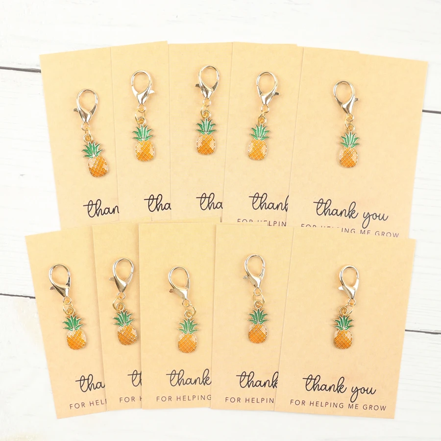 10 Mini Pineapple Keychains, with a Thank You Card for Helping Me Grow, Perfect as Party Favors, Birthday Gifts, and Perfect Gifts for Gatherings, Party Keychain Gift Packs, Fruit Pendants. view 5