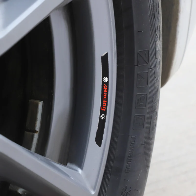 Car Wheel Hub Decoration Emblem Racing Badge Stickers Accessories For Volkswagen GTI R-Line R Polo Golf T5 Passat Magotan Jetta