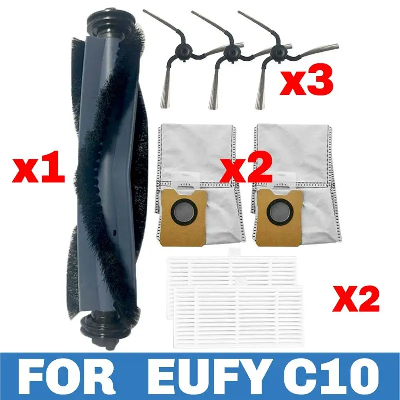 A40Z-For Eufy C10 Robot Vacuum Accessories Main Brush Hepa Filter Side Brush Dust Bag Replacement Parts