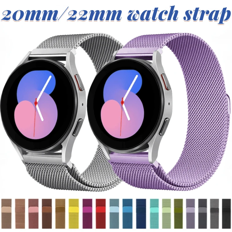 

20mm 22mm Metal Milanese Band For Samsung Watch 6/5/4 40mm 44mm Amazfit GTS/GTR/Bip Bracelet Belt Huawei Watch 3/GT3-2 Pro Strap