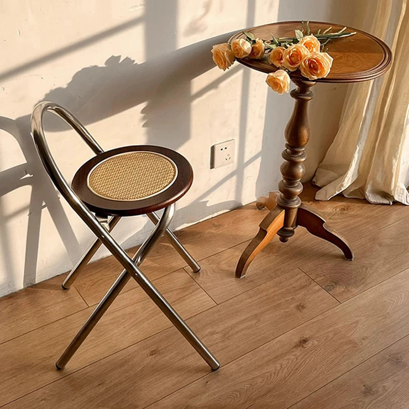 

Rattan Folding Dining Chair Lounge Vanity Camping Events Kitchen Chair Modern Waiting Sillas Para Comedor Home Furniture XR50CY